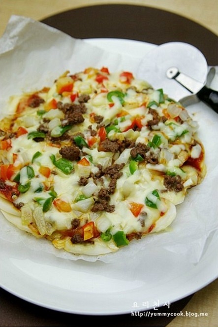 피자 ~~남은 떡국 떡 활용해요 . 방학 간식